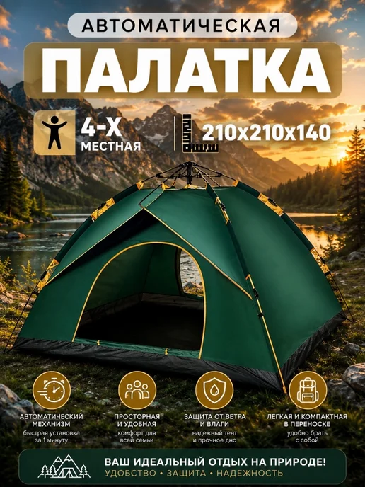 Палатка туристическая 2 местная автомат для отдыха и рыбалки
